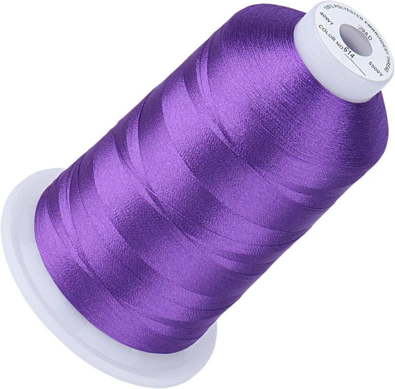 simthread 5500Yds Embroidery Thread, 5000M High-Yardage 40WT 100% Polyester Thread – 170+ Vivid Colors, High-Speed Rated – Compatible with Brother, Singer, Janome & More - Purple 614 - Image 1